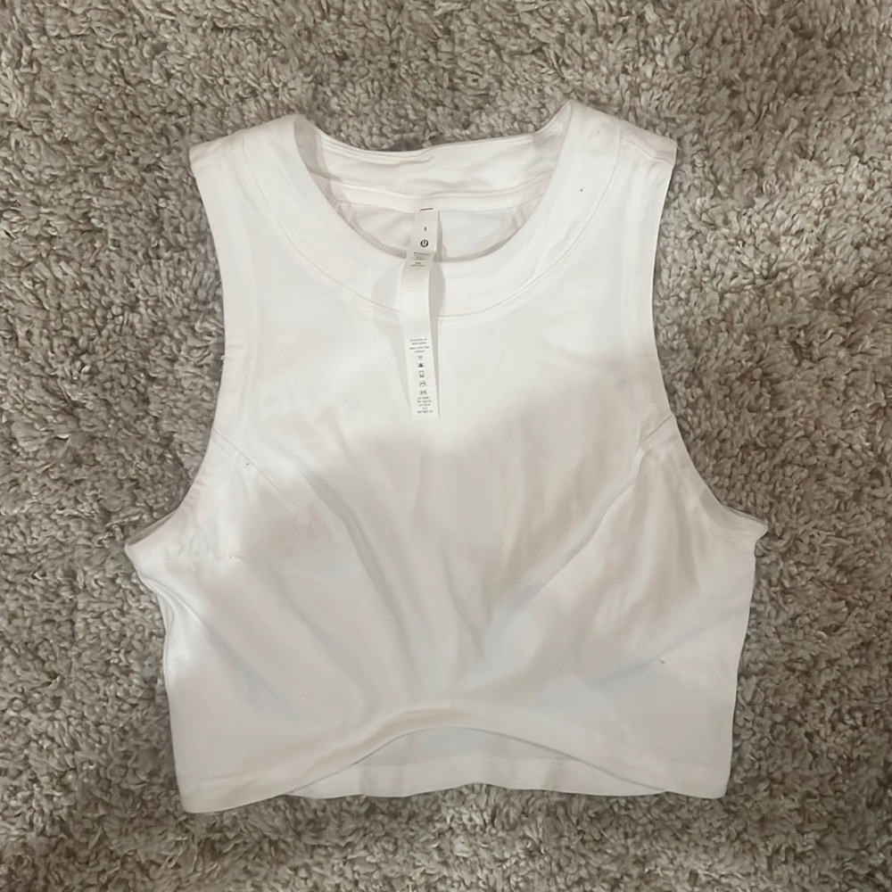 Lululemon White tank asymmetrical size 8!